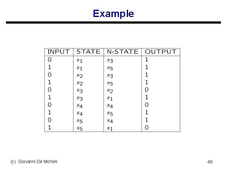 Example (c) Giovanni De Micheli 48 