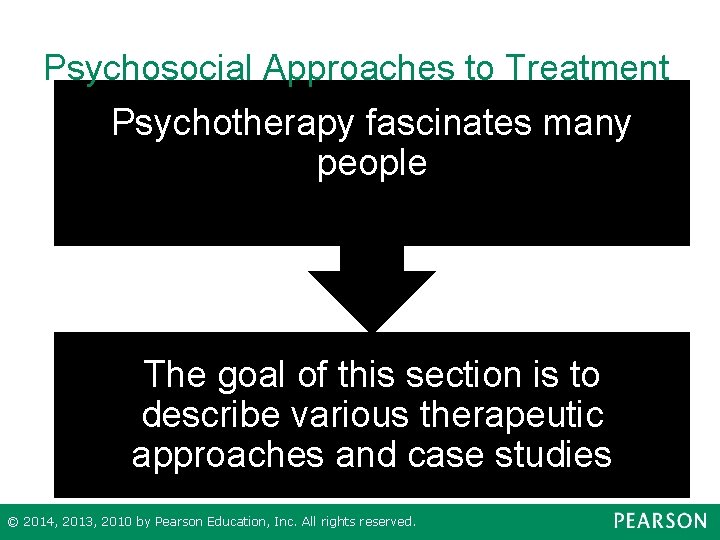 Psychosocial Approaches to Treatment Psychotherapy fascinates many people The goal of this section is