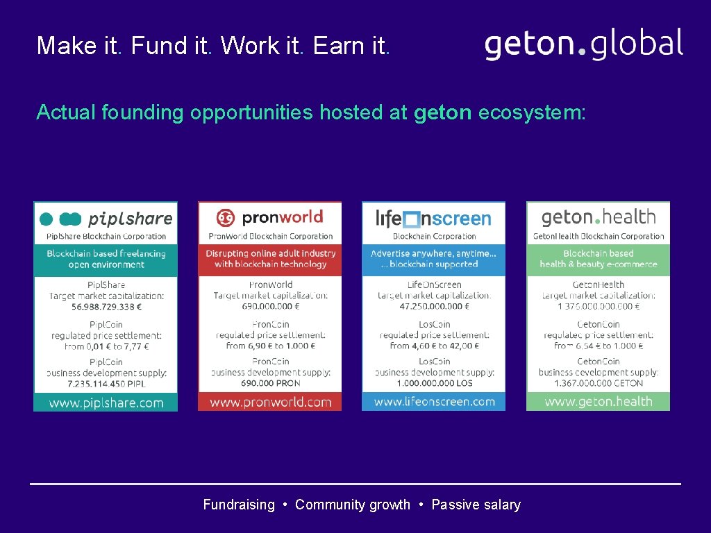 Make it. Fund it. Work it. Earn it. Actual founding opportunities hosted at geton