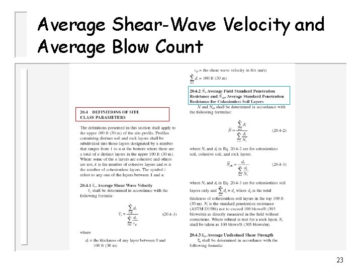 Average Shear-Wave Velocity and Average Blow Count 23 