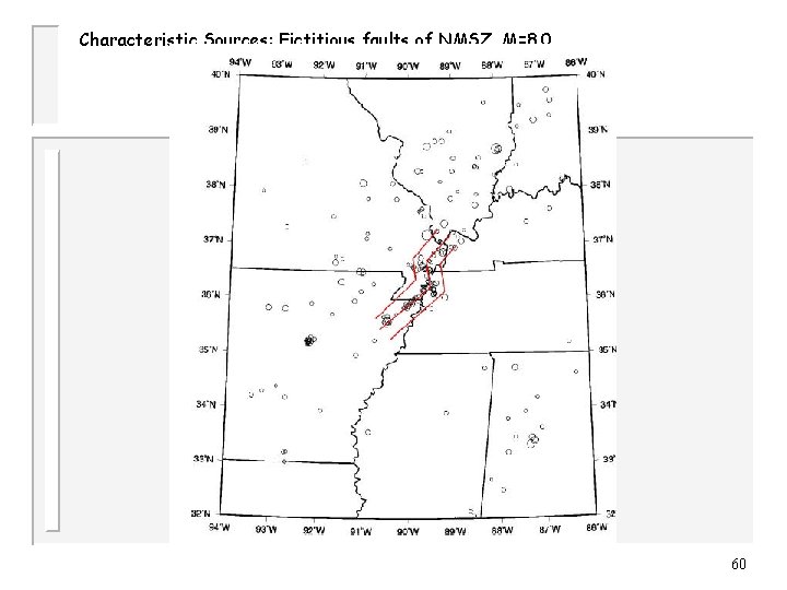 Characteristic Sources: Fictitious faults of NMSZ, M=8. 0 60 