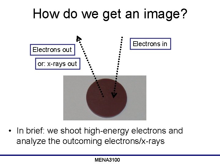 How do we get an image? Electrons in Electrons out or: x-rays out •