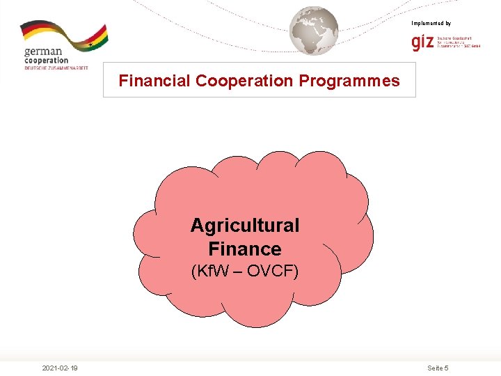 Implemented by Financial Cooperation Programmes Agricultural Finance (Kf. W – OVCF) 2021 -02 -19