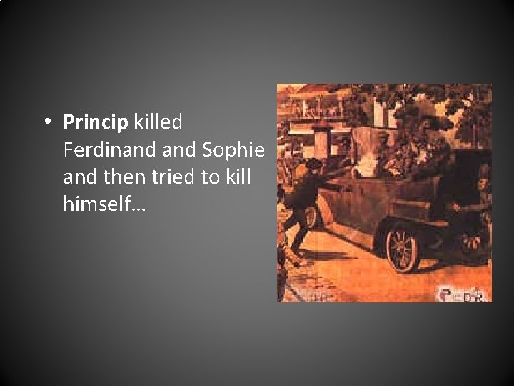  • Princip killed Ferdinand Sophie and then tried to kill himself… 