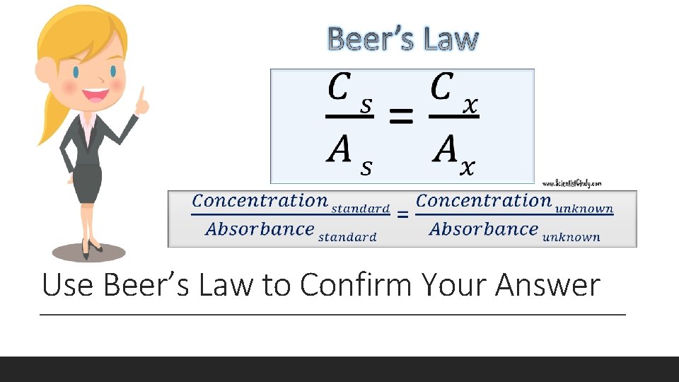 Use Beer’s Law to Confirm Your Answer 