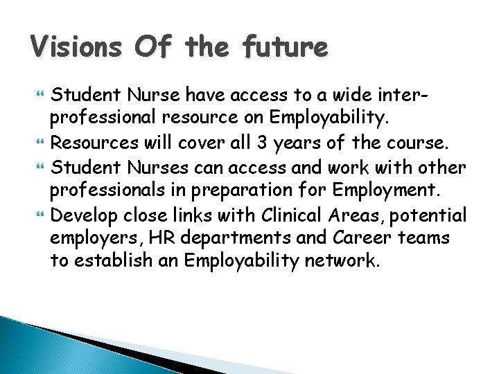 Visions Of the future Student Nurse have access to a wide interprofessional resource on