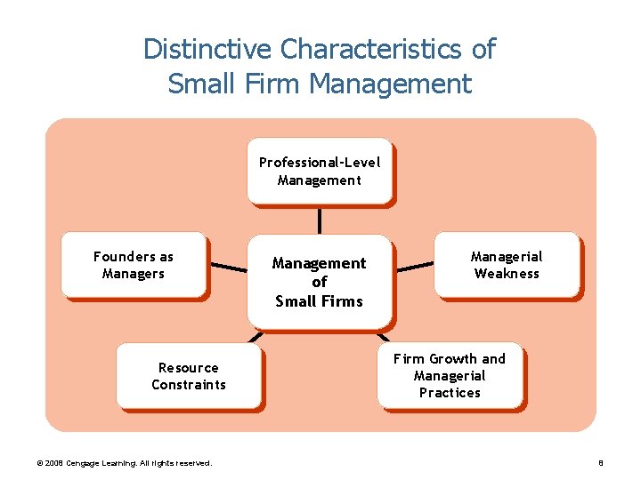 Distinctive Characteristics of Small Firm Management Professional-Level Management Founders as Managers Resource Constraints ©