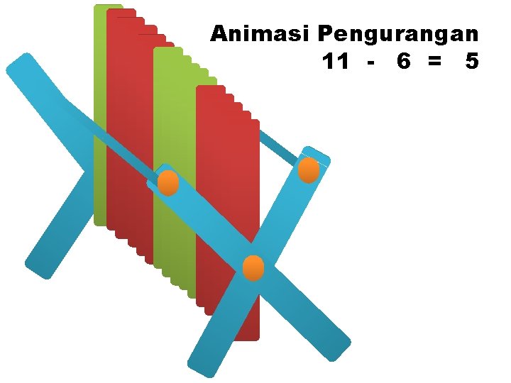 Animasi Pengurangan 11 - 6 = 5 