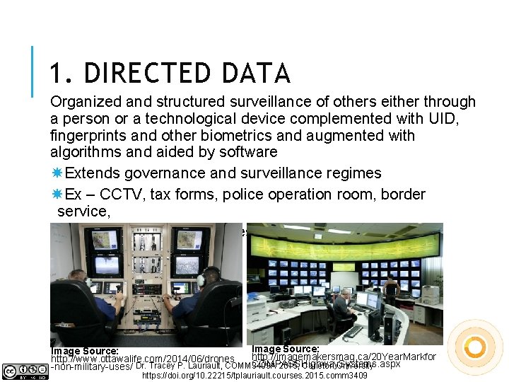 1. DIRECTED DATA Organized and structured surveillance of others either through a person or