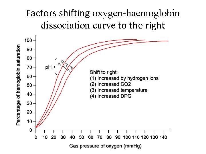 Factors shifting oxygen-haemoglobin dissociation curve to the right 