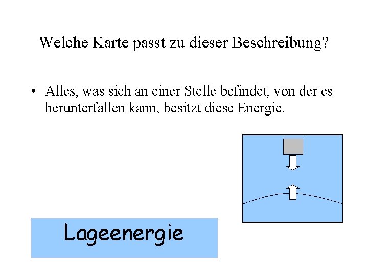 Welche Karte passt zu dieser Beschreibung? • Alles, was sich an einer Stelle befindet,