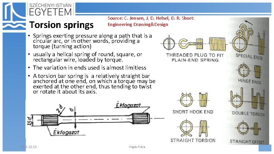 Torsion springs Source: C. Jensen, J. D. Helsel, D. R. Short: Engineering Drawing&Design •