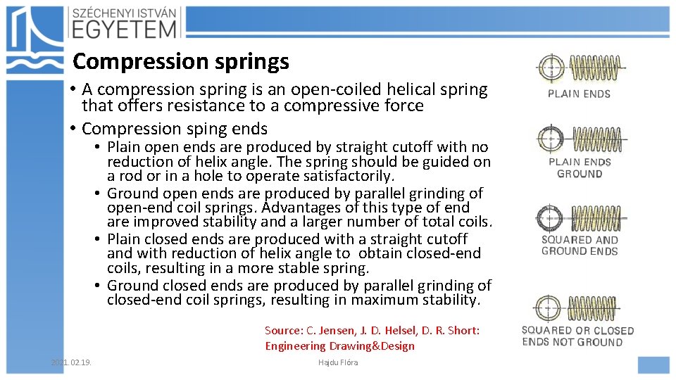 Compression springs • A compression spring is an open-coiled helical spring that offers resistance