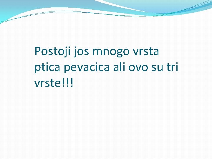 Postoji jos mnogo vrsta ptica pevacica ali ovo su tri vrste!!! 