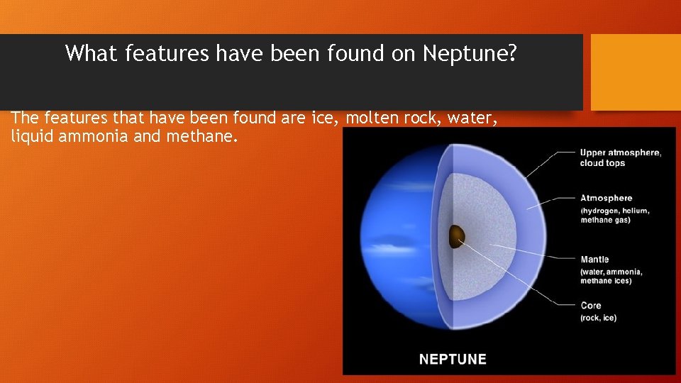 What features have been found on Neptune? The features that have been found are