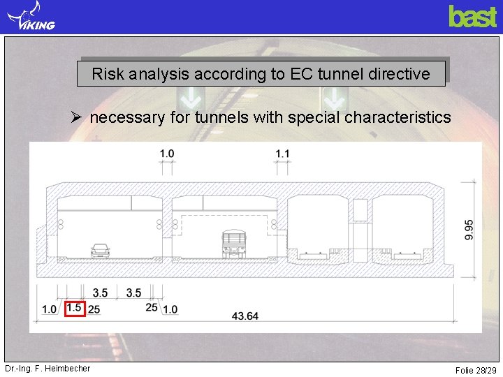 Risk analysis according to EC tunnel directive Ø necessary for tunnels with special characteristics