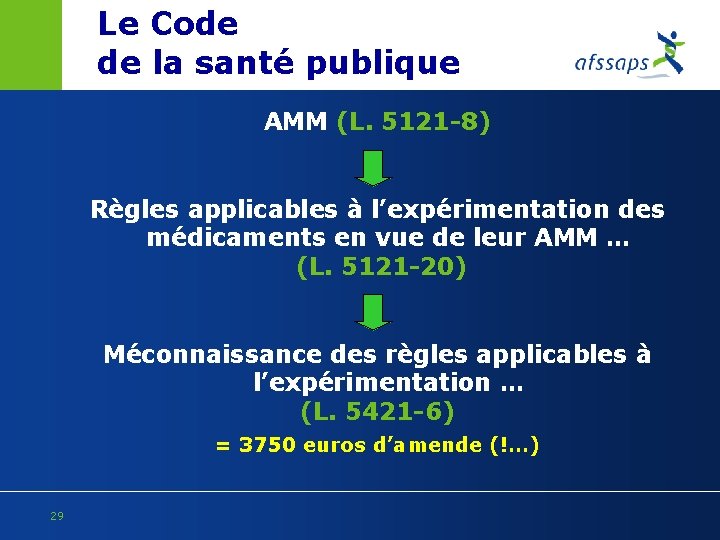 Le Code de la santé publique AMM (L. 5121 -8) Règles applicables à l’expérimentation