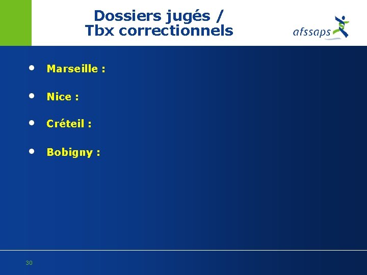 Dossiers jugés / Tbx correctionnels • Marseille : • • Nice : Créteil :