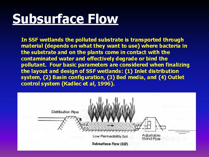 Subsurface Flow In SSF wetlands the polluted substrate is transported through material (depends on