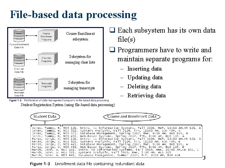 File-based data processing Course Enrollment subsystem Subsystem for managing class lists q Each subsystem File-based data processing Course Enrollment subsystem Subsystem for managing class lists q Each subsystem