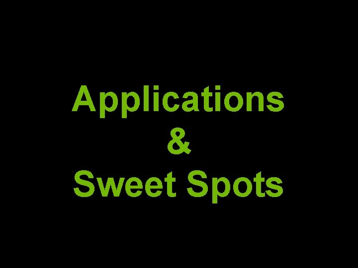 Applications & Sweet Spots 