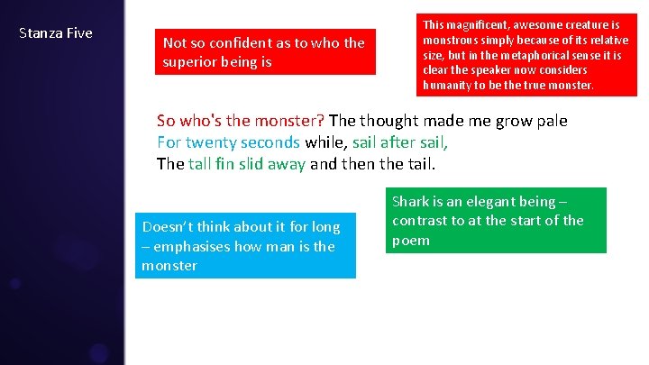 Stanza Five Not so confident as to who the superior being is This magnificent, Stanza Five Not so confident as to who the superior being is This magnificent,