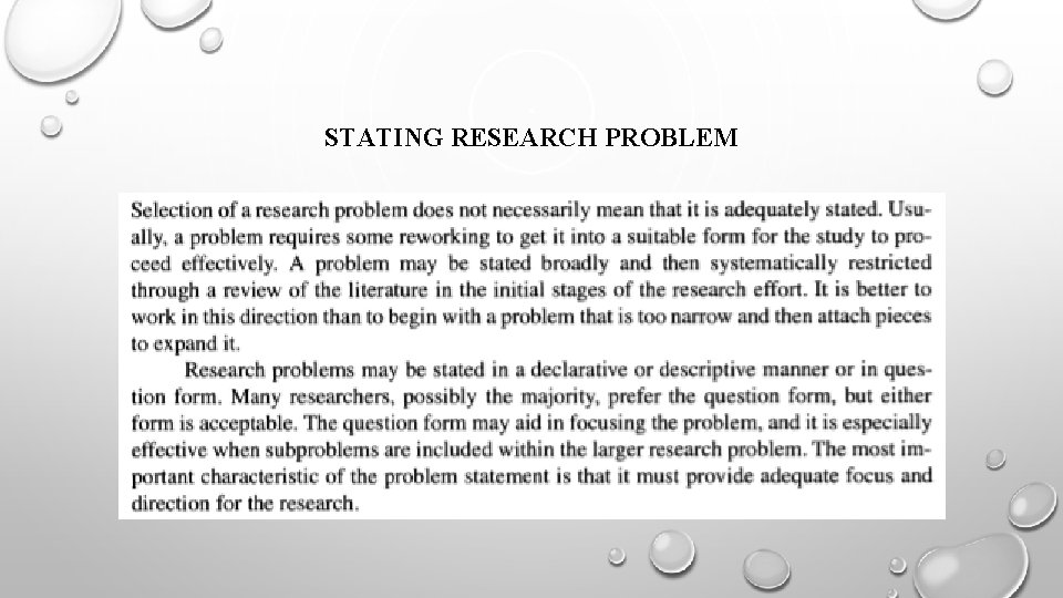 STATING RESEARCH PROBLEM 