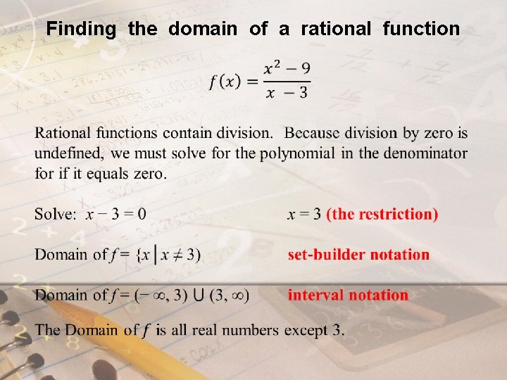 Finding the domain of a rational function 