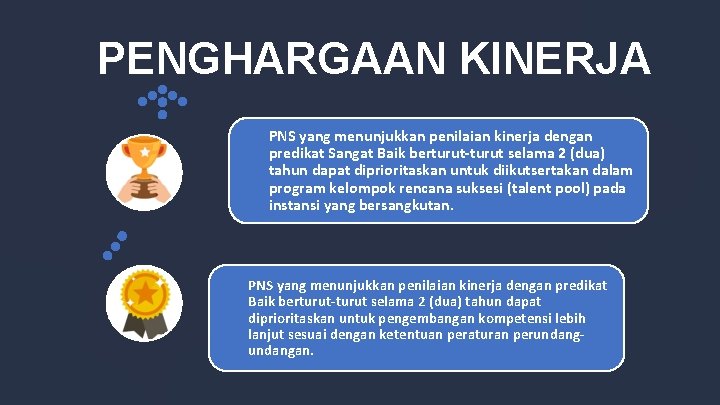 PENGHARGAAN KINERJA PNS yang menunjukkan penilaian kinerja dengan predikat Sangat Baik berturut-turut selama 2