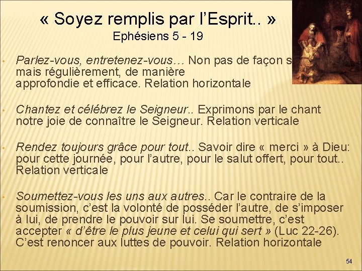  « Soyez remplis par l’Esprit. . » Ephésiens 5 - 19 • Parlez-vous,