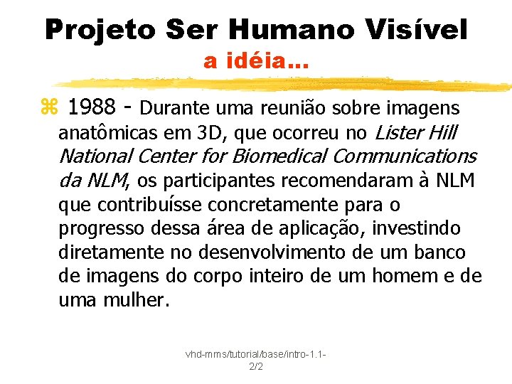 Projeto Ser Humano Visível a idéia. . . z 1988 - Durante uma reunião