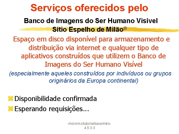 Serviços oferecidos pelo Banco de Imagens do Ser Humano Visível Sítio Espelho de Milão®