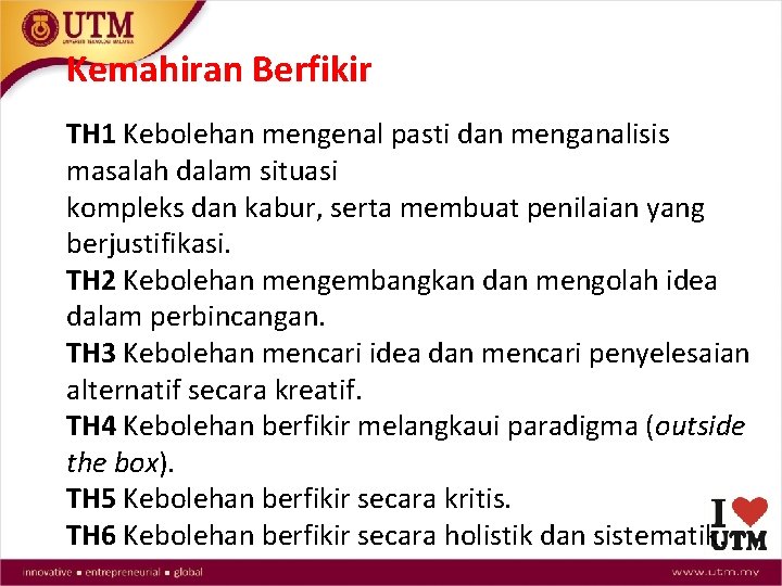Kemahiran Berfikir TH 1 Kebolehan mengenal pasti dan menganalisis masalah dalam situasi kompleks dan