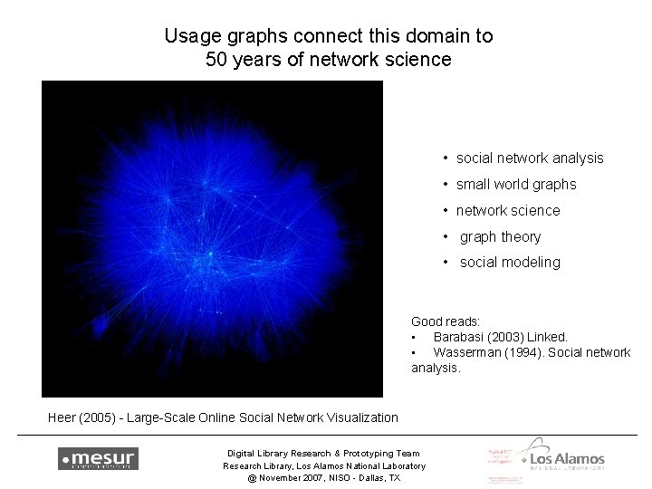 Usage graphs connect this domain to 50 years of network science • social network