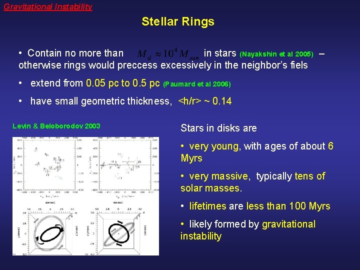 Gravitational Instability Stellar Rings • Contain no more than in stars (Nayakshin et al