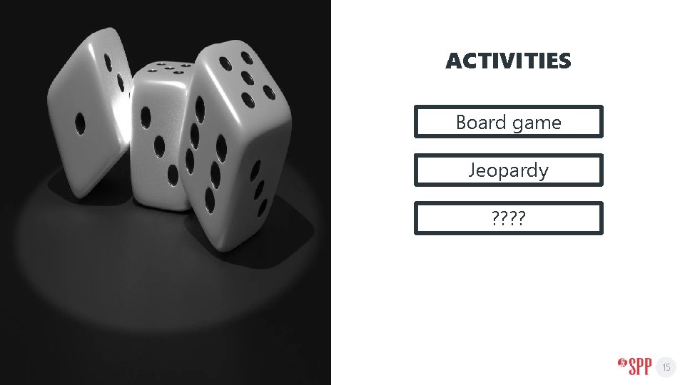 ACTIVITIES Board game Jeopardy ? ? 15 