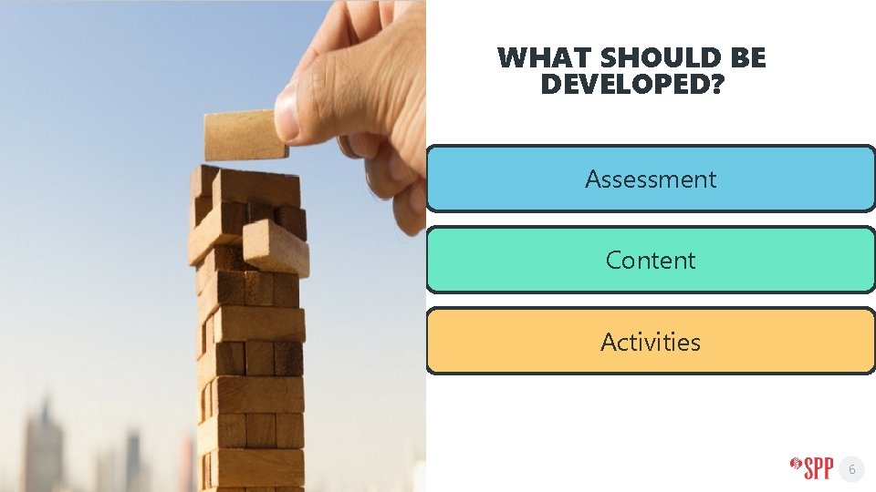 WHAT SHOULD BE DEVELOPED? Assessment Content Activities 6 