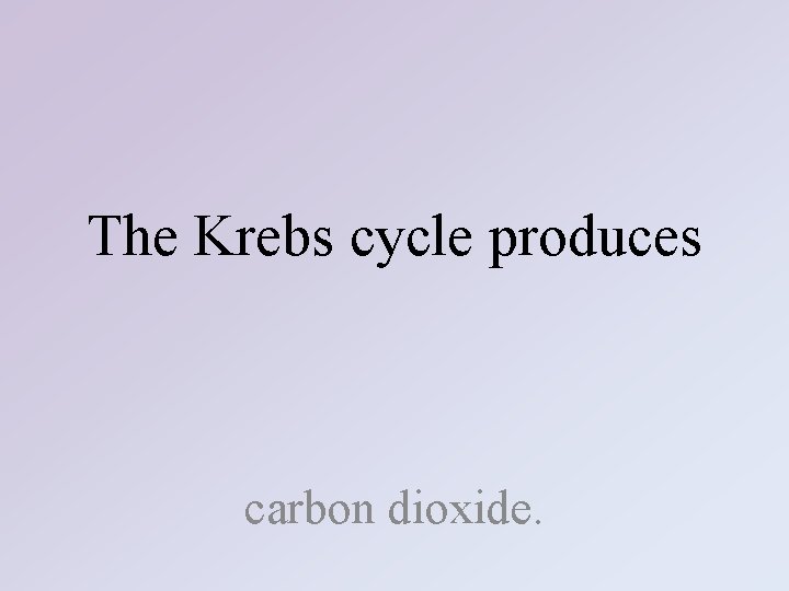 The Krebs cycle produces carbon dioxide. 