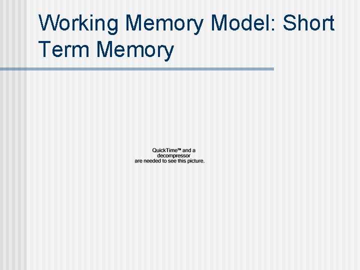 Working Memory Model: Short Term Memory 