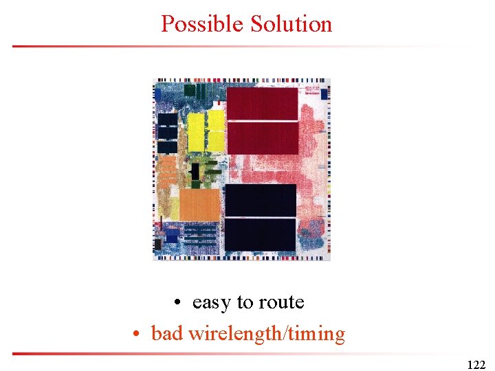 Possible Solution • easy to route • bad wirelength/timing 122 