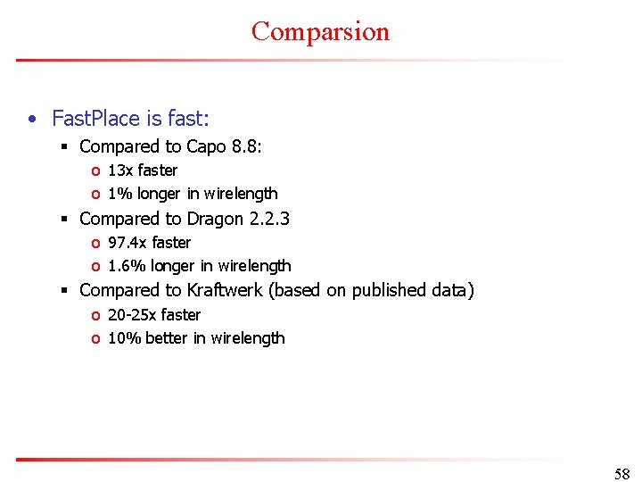 Comparsion • Fast. Place is fast: § Compared to Capo 8. 8: o 13