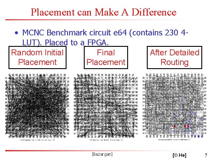 Placement can Make A Difference • MCNC Benchmark circuit e 64 (contains 230 4