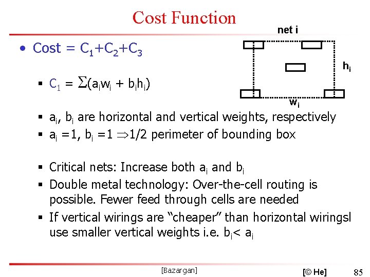 Cost Function net i • Cost = C 1+C 2+C 3 § C 1