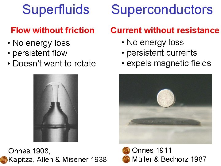 Superfluids Flow without friction • No energy loss • persistent flow • Doesn’t want
