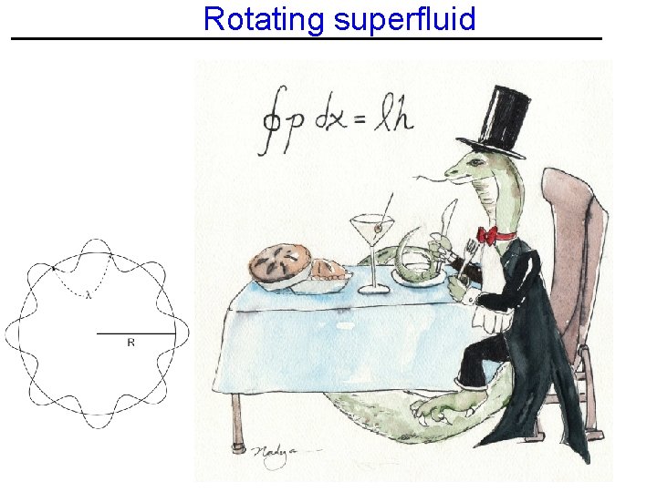 Rotating superfluid Superfluid does not want to rotate Only possibility: Vortices, “Mini-Tornados”, “Quantum whirlpools”