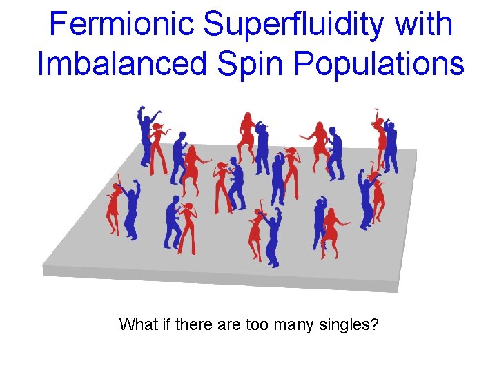 Fermionic Superfluidity with Imbalanced Spin Populations What if there are too many singles? 