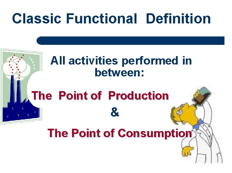 Classic Functional Definition All activities performed in between: The Point of Production & The