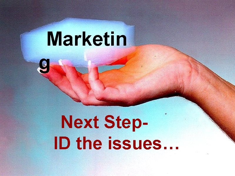  Marketin g Next Step- ID the issues… 