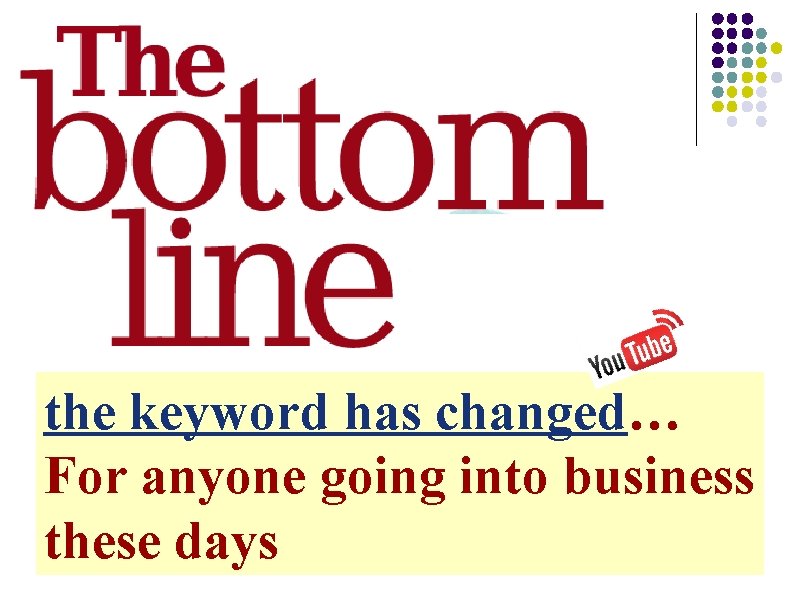 the keyword has changed… For anyone going into business these days 