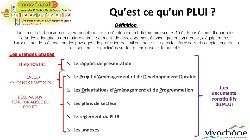 Qu’est ce qu’un PLUI ? Définition Document d’urbanisme qui va venir déterminer, le développement